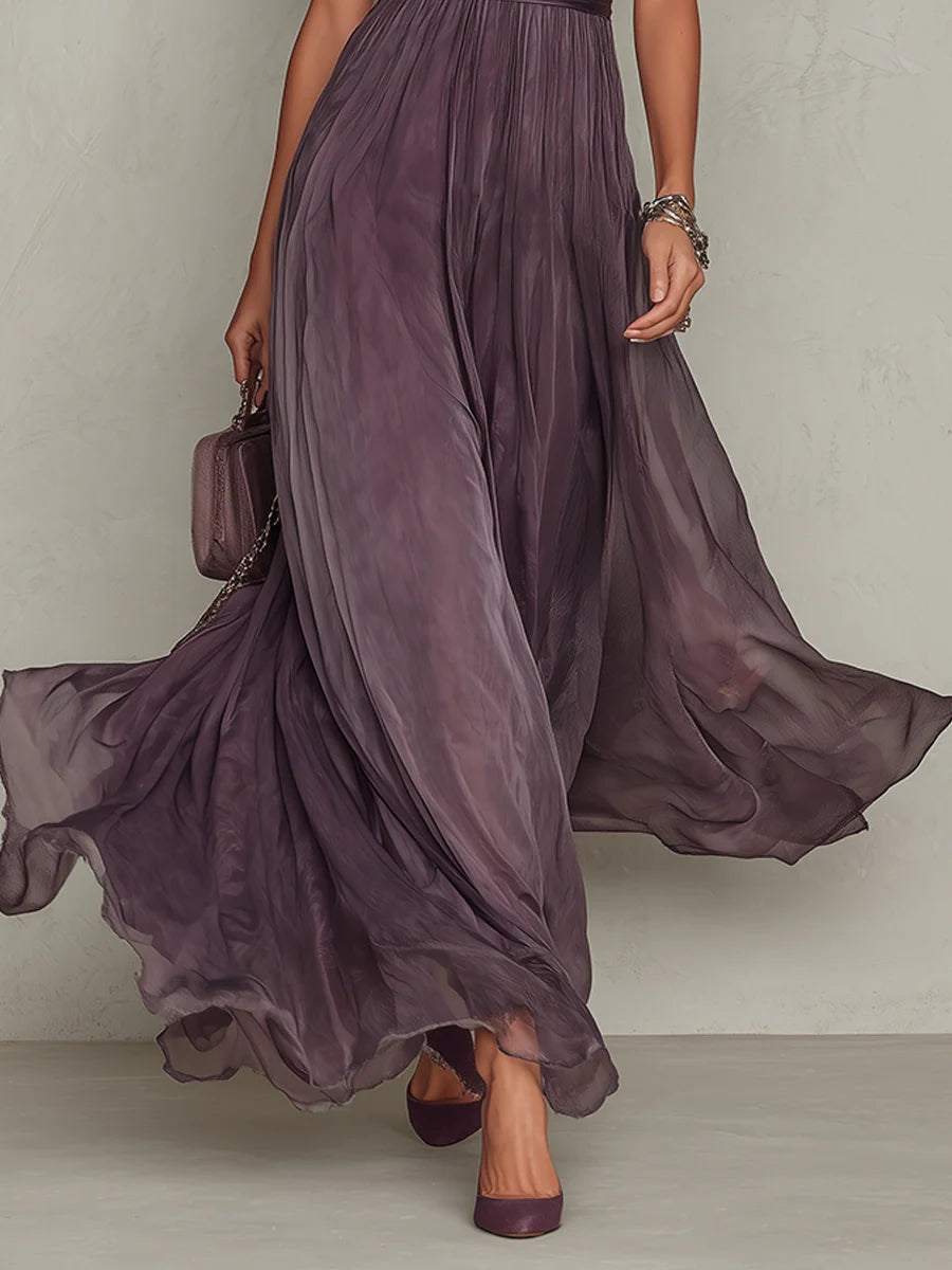 Olivia | Vestido largo elegante de gasa estilo vintage