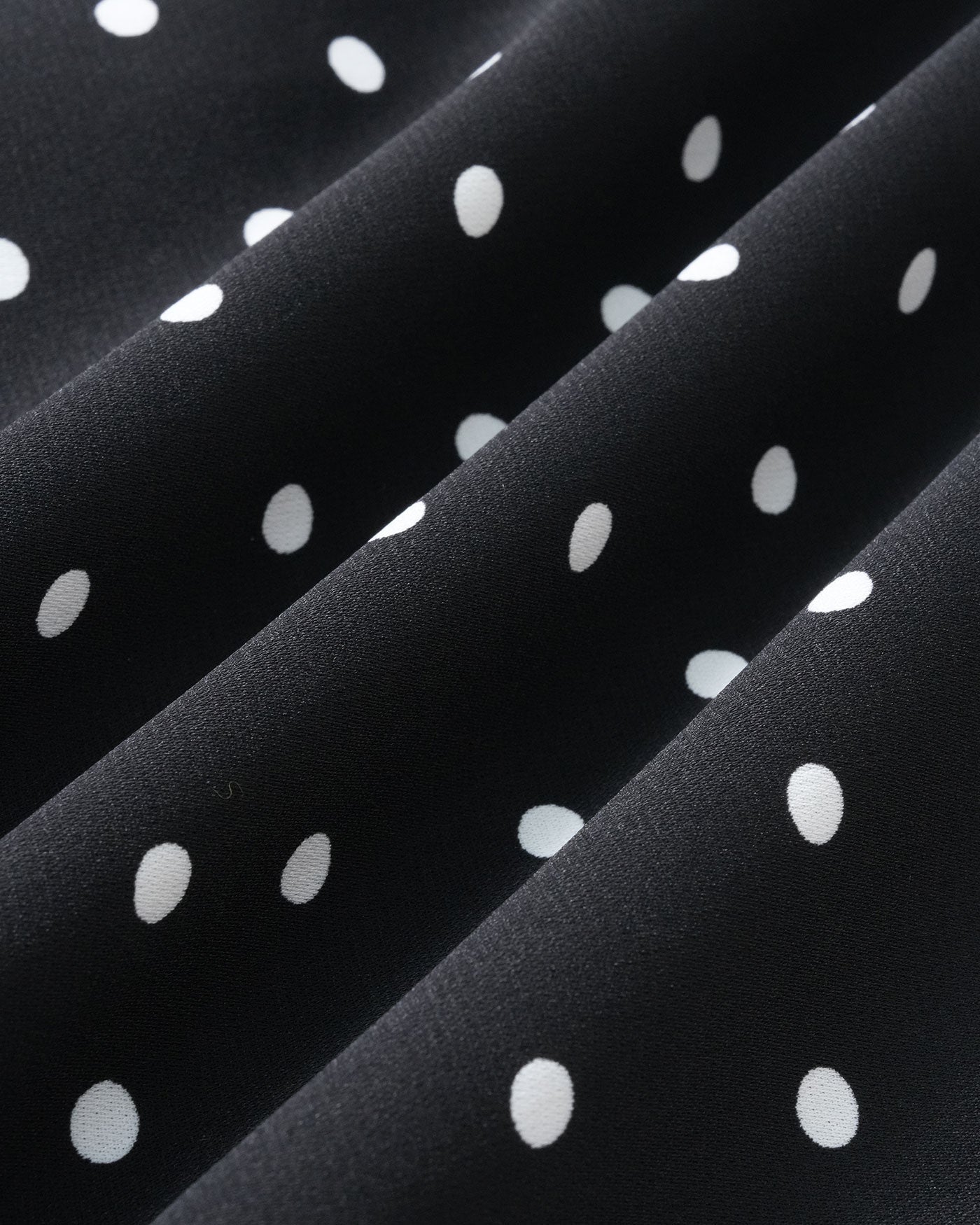 Black Mandarin Collar Polka Dot Midi Dress