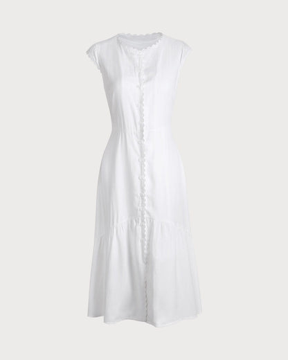 Vestido Midi de Color Liso con Solapa