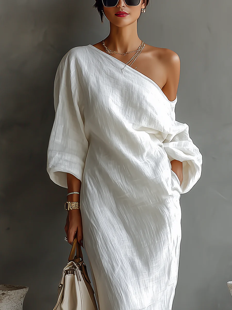 Nelle™ - Vestido largo elegante asimétrico de un hombro