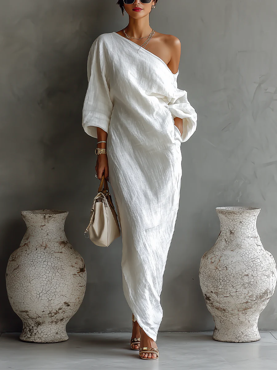 Nelle™ - Vestido largo elegante asimétrico de un hombro