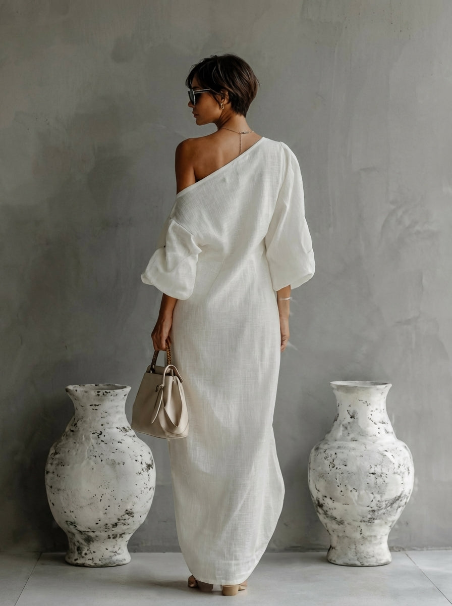 Nelle™ - Vestido largo elegante asimétrico de un hombro