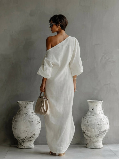 Nelle™ - Vestido largo elegante asimétrico de un hombro