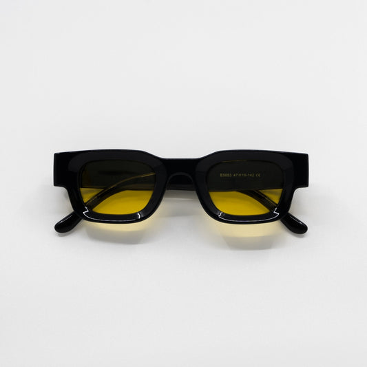 Gafas de sol cuadradas SEMBO Groove – montura negra con detalles en amarillo | Arloow