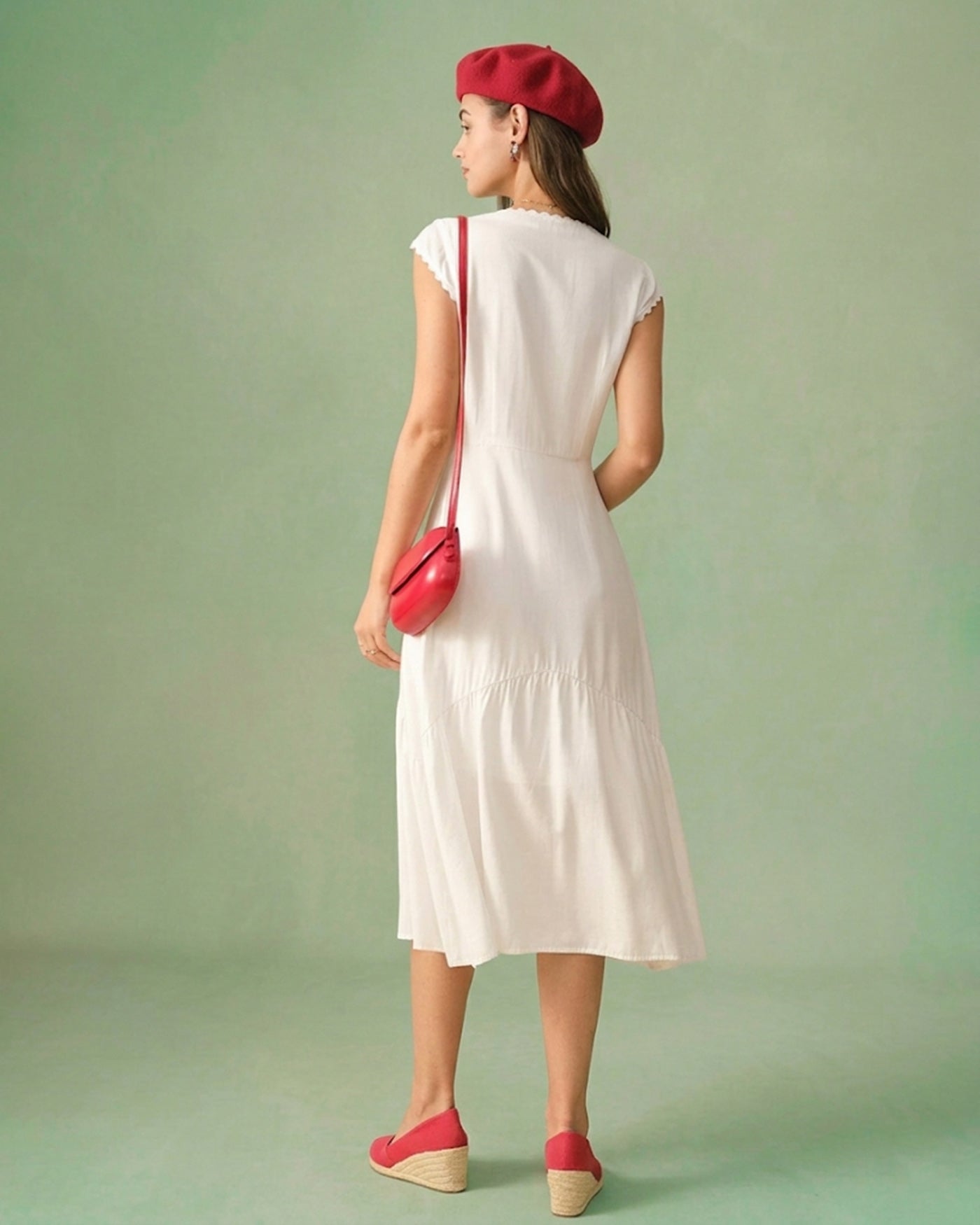 Vestido Midi de Color Liso con Solapa