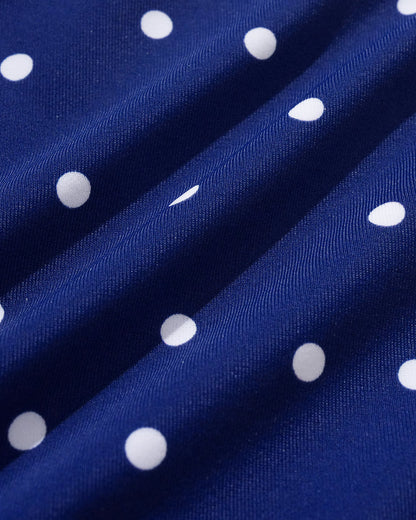 Azul Estampado Polka Dot Bañador de una pieza