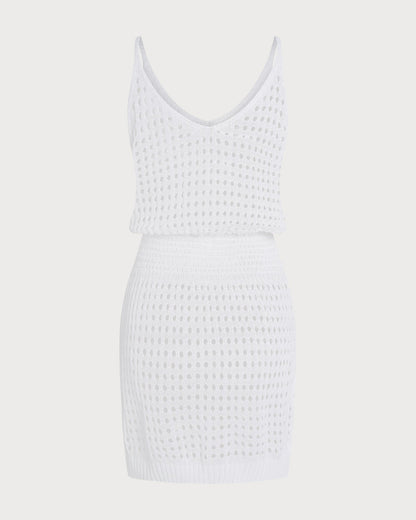 Blanco Escote en V Con abertura Cover-Up