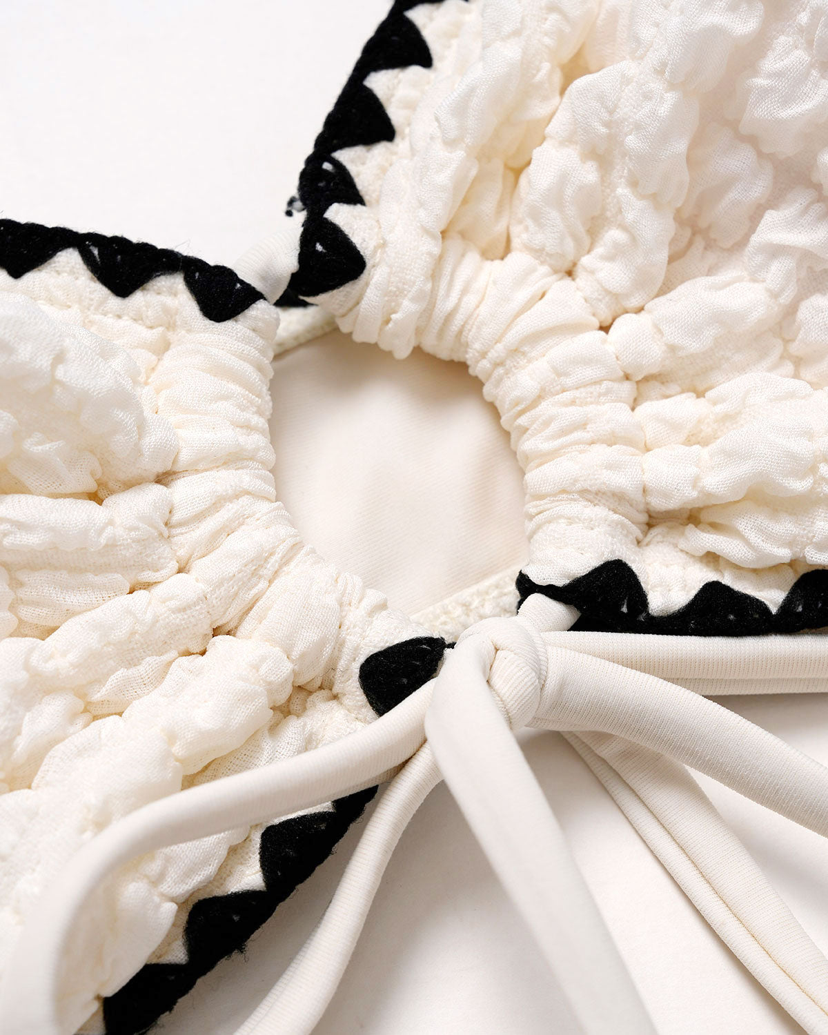 Blanco Bicolor Bandeau Conjunto de bikini