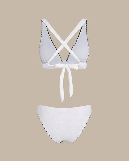 Blanco Contrast Cruzado Triángulo Conjunto de bikini