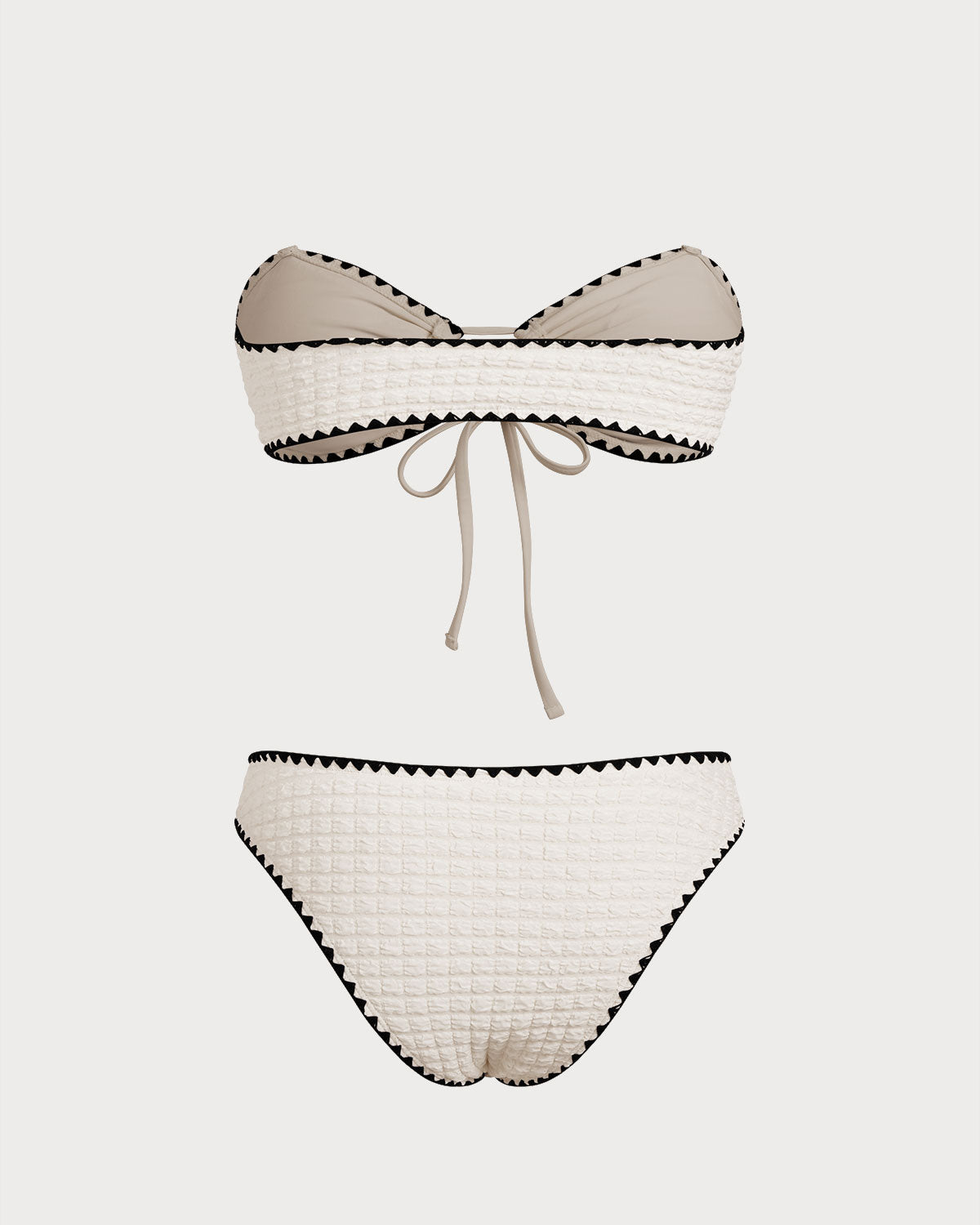 Blanco Bicolor Bandeau Conjunto de bikini