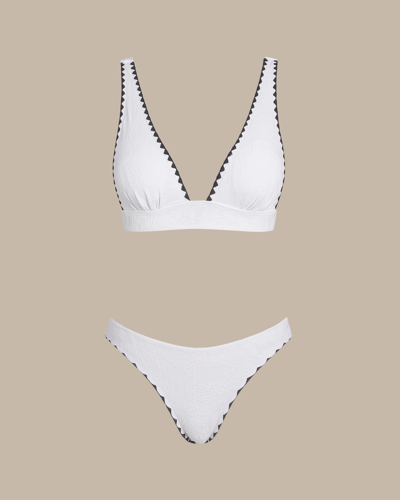 Blanco Contrast Cruzado Triángulo Conjunto de bikini