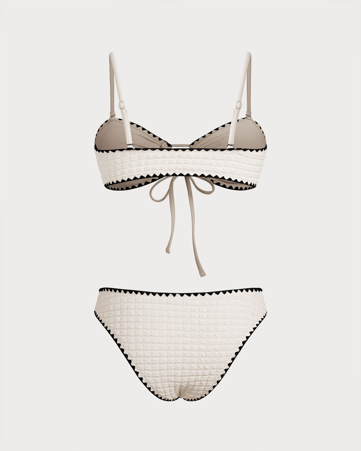 Blanco Bicolor Bandeau Conjunto de bikini
