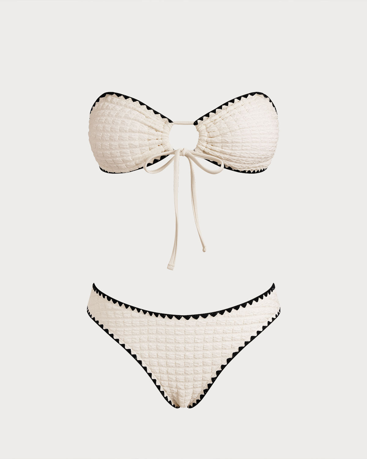 Blanco Bicolor Bandeau Conjunto de bikini