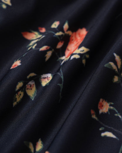 Azul marino Floral Con aro Conjunto de bikini