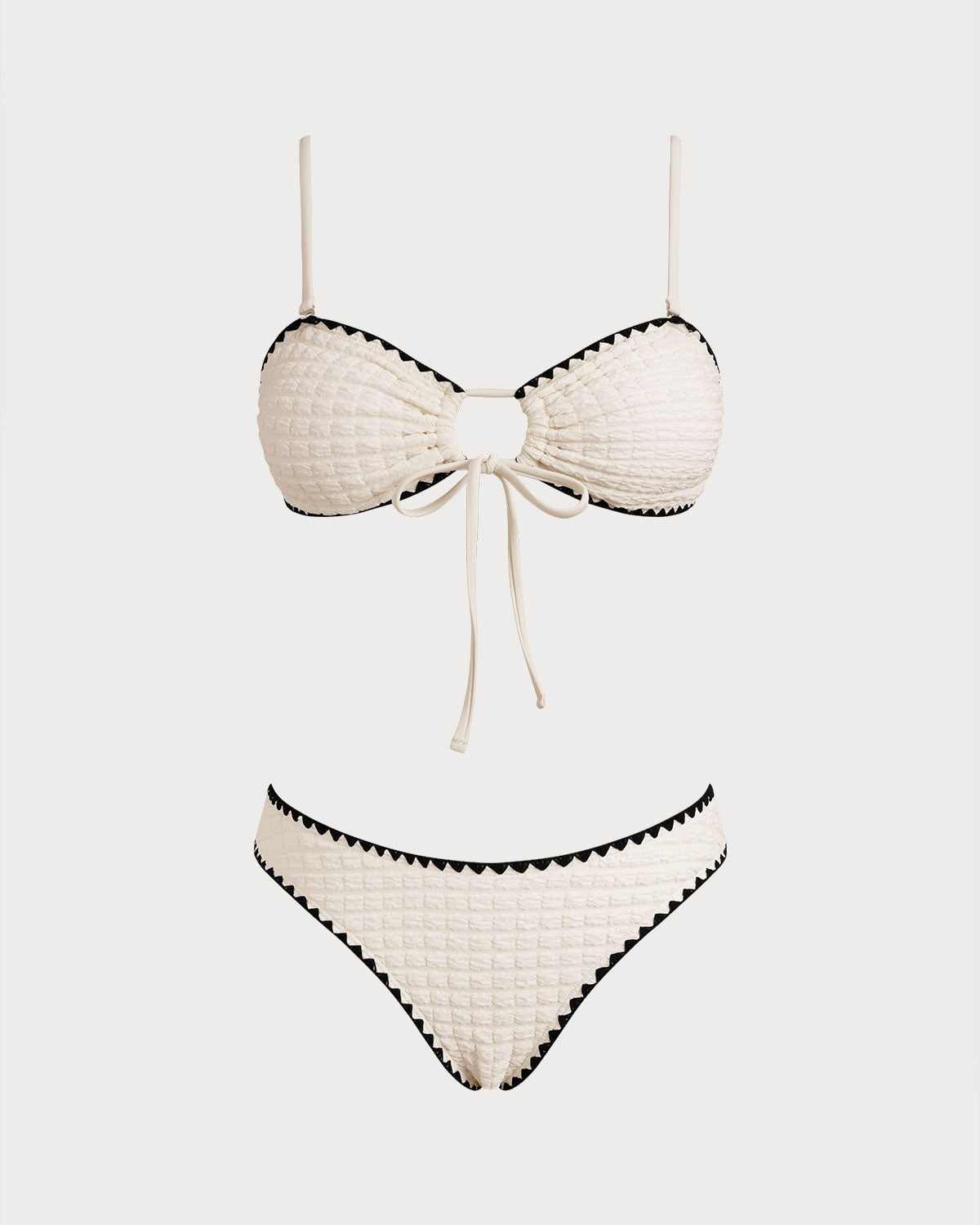 Blanco Bicolor Bandeau Conjunto de bikini