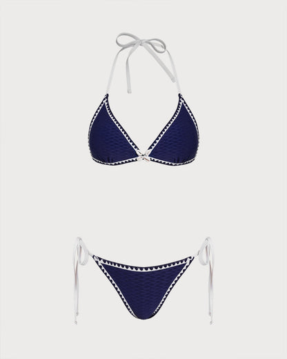 Azul Con cordón Triángulo Conjunto de bikini